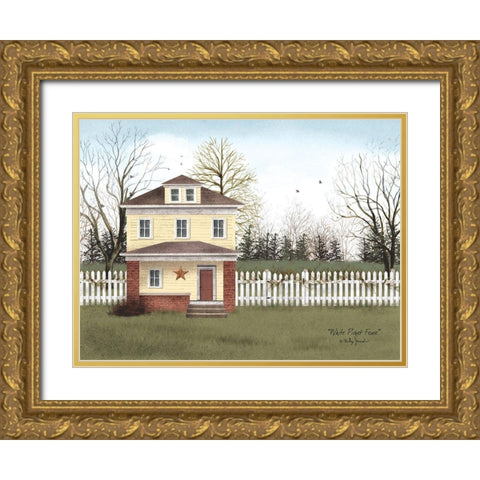 White Picket Fence Gold Ornate Wood Framed Art Print with Double Matting by Jacobs, Billy
