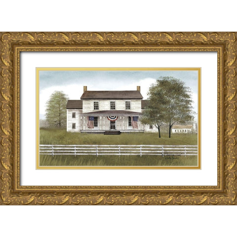 My American Home              Gold Ornate Wood Framed Art Print with Double Matting by Jacobs, Billy