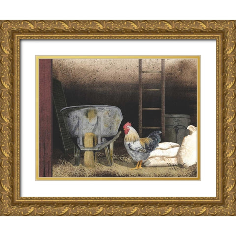 Chicken Feed Gold Ornate Wood Framed Art Print with Double Matting by Jacobs, Billy
