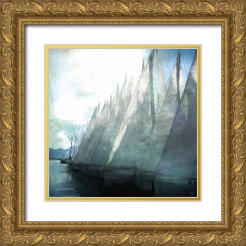 Sailboat Marina I Gold Ornate Wood Framed Art Print with Double Matting by Bluebird Barn