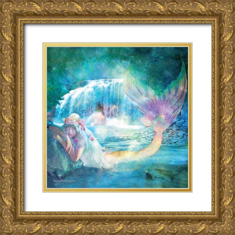 Woodland Cove Mermaid Gold Ornate Wood Framed Art Print with Double Matting by Bluebird Barn