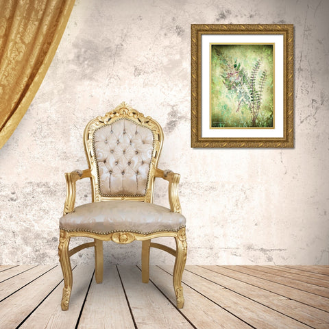 Organic Greenery in Damask I   Gold Ornate Wood Framed Art Print with Double Matting by Bluebird Barn