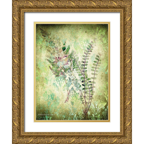 Organic Greenery in Damask I   Gold Ornate Wood Framed Art Print with Double Matting by Bluebird Barn