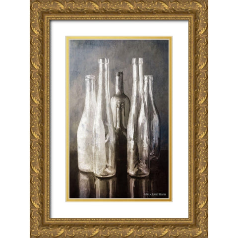 Grey Bottle Collection   Gold Ornate Wood Framed Art Print with Double Matting by Bluebird Barn