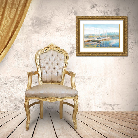 Blue Sky Fishing Day Gold Ornate Wood Framed Art Print with Double Matting by Bluebird Barn