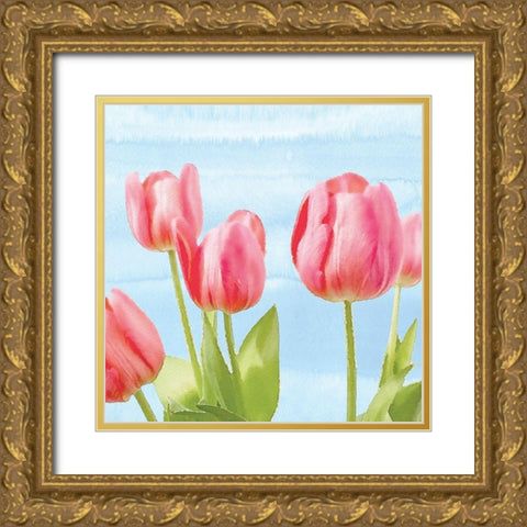 Fresh Spring Tulips I Gold Ornate Wood Framed Art Print with Double Matting by Bluebird Barn
