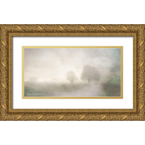 Foggy Soft Morning Landscape Gold Ornate Wood Framed Art Print with Double Matting by Bluebird Barn