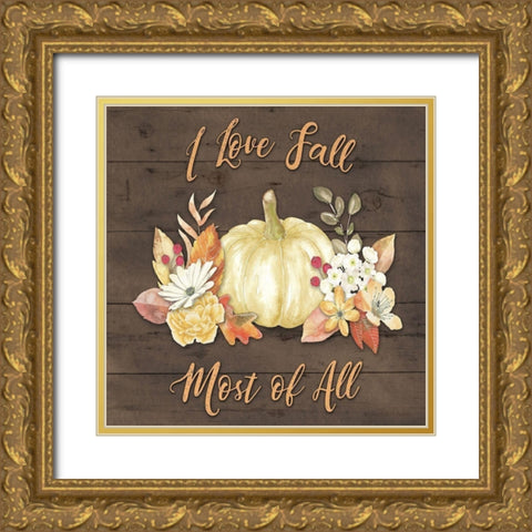 Pale Pumpkin Floral Gold Ornate Wood Framed Art Print with Double Matting by Bluebird Barn