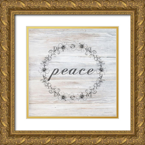 Peace Gold Ornate Wood Framed Art Print with Double Matting by Bluebird Barn