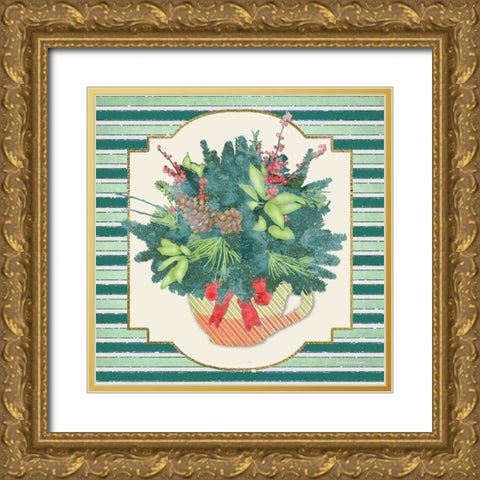 Evergreen Centerpiece II   Gold Ornate Wood Framed Art Print with Double Matting by Bluebird Barn