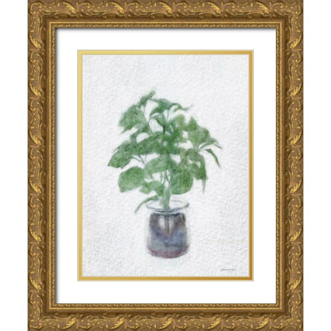 Basil Jar    Gold Ornate Wood Framed Art Print with Double Matting by Bluebird Barn