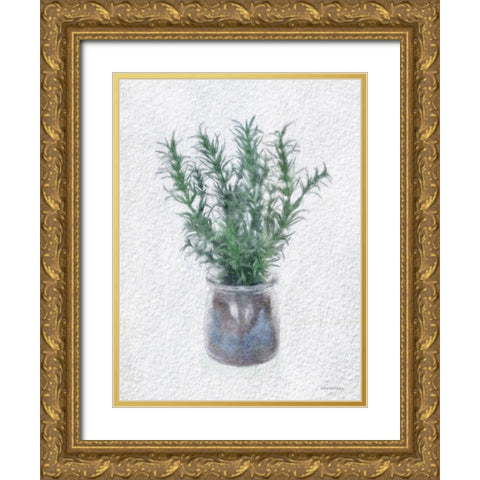 Rosemary Jar Gold Ornate Wood Framed Art Print with Double Matting by Bluebird Barn