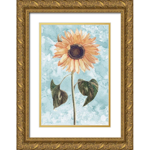 Vintage Sunflower Gold Ornate Wood Framed Art Print with Double Matting by Bluebird Barn