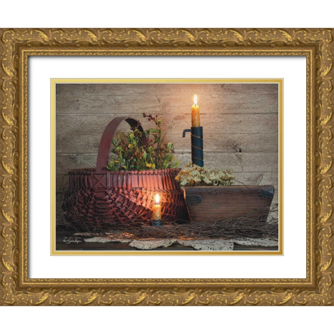 The Red Basket Gold Ornate Wood Framed Art Print with Double Matting by Boyer, Susie