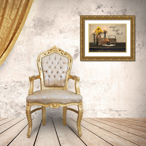 Grateful, Thankful, Blessed Gold Ornate Wood Framed Art Print with Double Matting by Boyer, Susie