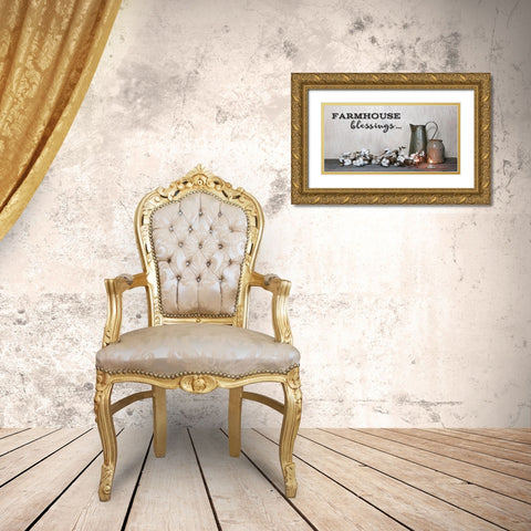 Farmhouse Blessings Gold Ornate Wood Framed Art Print with Double Matting by Boyer, Susie