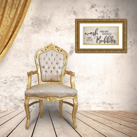 Wash Your Troubles Gold Ornate Wood Framed Art Print with Double Matting by Boyer, Susie