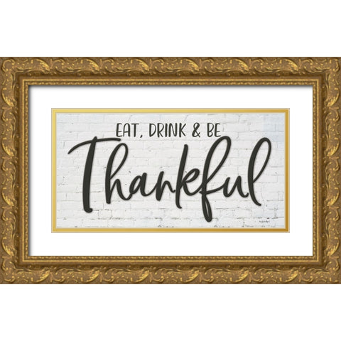 Thankful Gold Ornate Wood Framed Art Print with Double Matting by Boyer, Susie