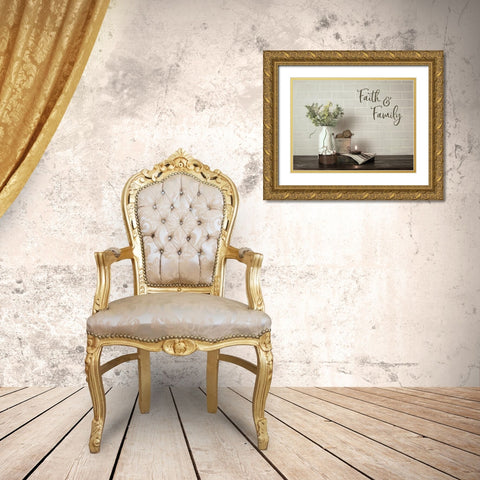 Faith and Family Gold Ornate Wood Framed Art Print with Double Matting by Boyer, Susie