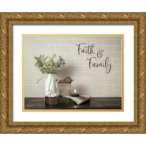 Faith and Family Gold Ornate Wood Framed Art Print with Double Matting by Boyer, Susie