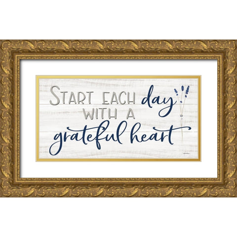 Grateful Heart Gold Ornate Wood Framed Art Print with Double Matting by Boyer, Susie
