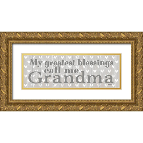 My Greatest Blessings Call Me Grandma Gold Ornate Wood Framed Art Print with Double Matting by Boyer, Susie