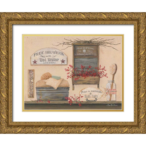 Free Showers Gold Ornate Wood Framed Art Print with Double Matting by Britton, Pam