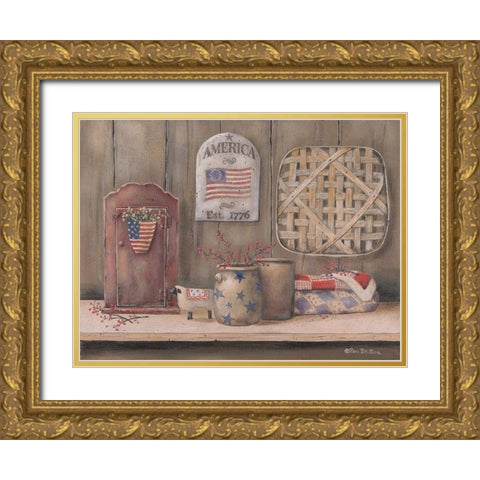 America Est. 1776 Gold Ornate Wood Framed Art Print with Double Matting by Britton, Pam