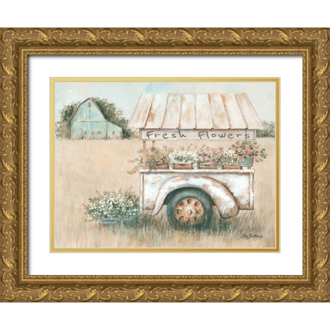 Fresh Flowers for Sale Gold Ornate Wood Framed Art Print with Double Matting by Britton, Pam