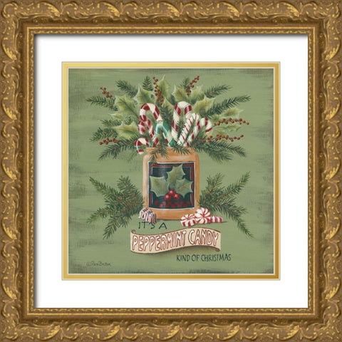 A Peppermint Christmas   Gold Ornate Wood Framed Art Print with Double Matting by Britton, Pam