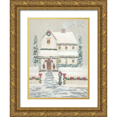 Holiday Home Gold Ornate Wood Framed Art Print with Double Matting by Britton, Pam