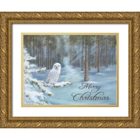 Snowy Owl Gold Ornate Wood Framed Art Print with Double Matting by Britton, Pam