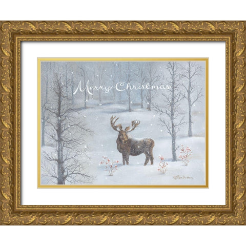 A Forest Christmas Gold Ornate Wood Framed Art Print with Double Matting by Britton, Pam