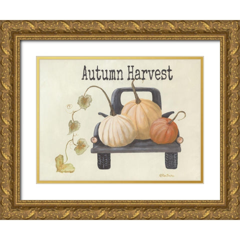 Autumn Harvest Truck Gold Ornate Wood Framed Art Print with Double Matting by Britton, Pam