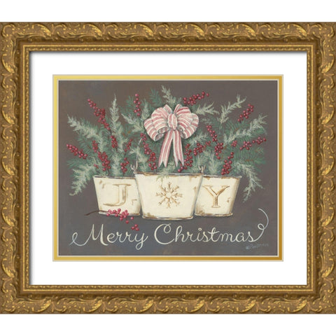 Farmhouse Joy Gold Ornate Wood Framed Art Print with Double Matting by Britton, Pam