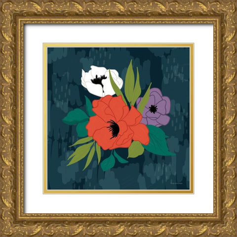 Bright Floral II Gold Ornate Wood Framed Art Print with Double Matting by Lady Louise Designs