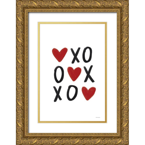 XOXO Gold Ornate Wood Framed Art Print with Double Matting by Lady Louise Designs