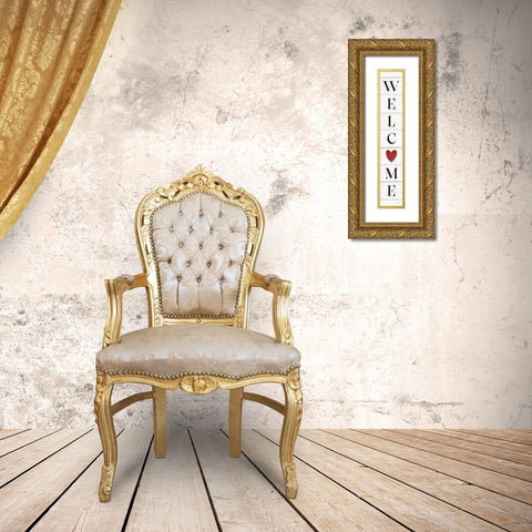 Heart Welcome Gold Ornate Wood Framed Art Print with Double Matting by Lady Louise Designs