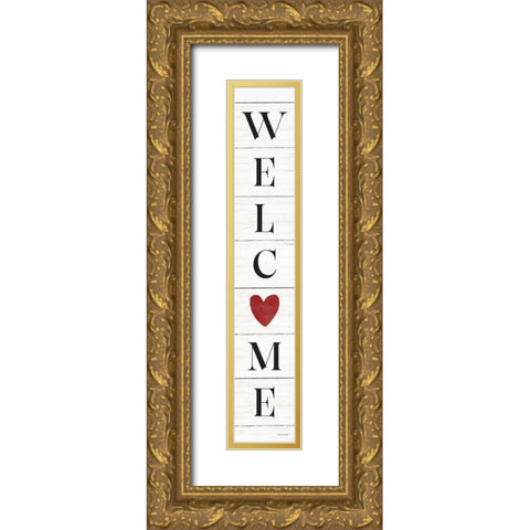 Heart Welcome Gold Ornate Wood Framed Art Print with Double Matting by Lady Louise Designs