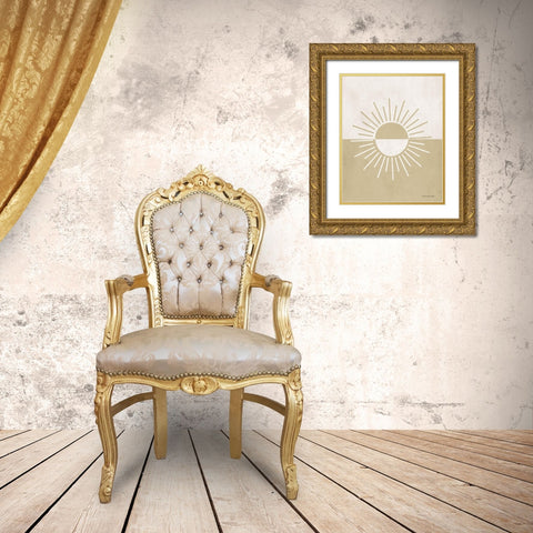 Neutral Nursery Half Sun     Gold Ornate Wood Framed Art Print with Double Matting by Lady Louise Designs