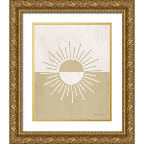 Neutral Nursery Half Sun     Gold Ornate Wood Framed Art Print with Double Matting by Lady Louise Designs