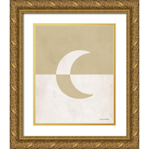 Neutral Nursery Half Moon     Gold Ornate Wood Framed Art Print with Double Matting by Lady Louise Designs