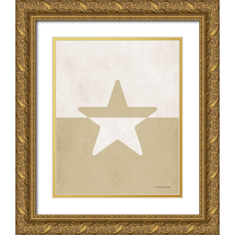 Neutral Nursery Half Star     Gold Ornate Wood Framed Art Print with Double Matting by Lady Louise Designs