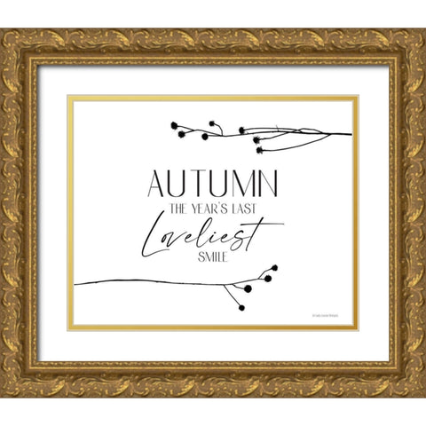 Autumn Smile Gold Ornate Wood Framed Art Print with Double Matting by Lady Louise Designs