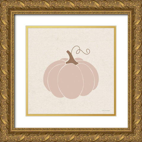 Pink Pumpkin Gold Ornate Wood Framed Art Print with Double Matting by Lady Louise Designs