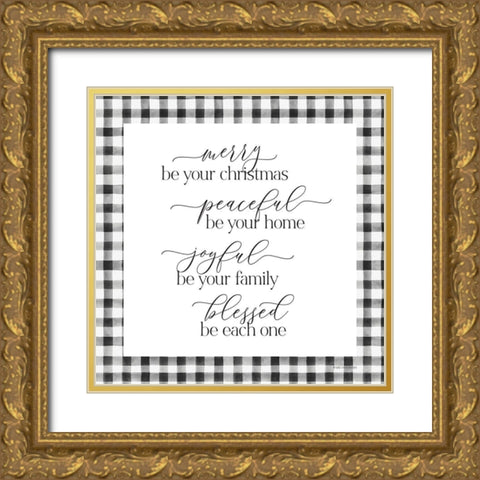 Merry be Your Christmas Gold Ornate Wood Framed Art Print with Double Matting by Lady Louise Designs