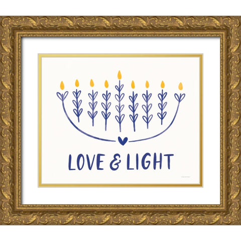 Love And Light Gold Ornate Wood Framed Art Print with Double Matting by Lady Louise Designs