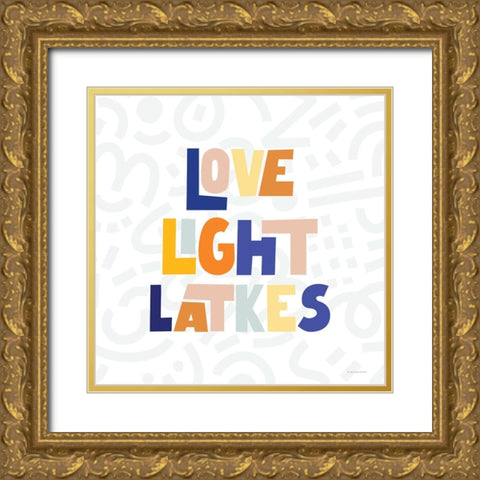 Love, Light Latkes Gold Ornate Wood Framed Art Print with Double Matting by Lady Louise Designs