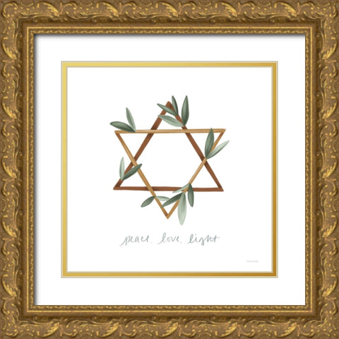 Leaf Star Gold Ornate Wood Framed Art Print with Double Matting by Lady Louise Designs