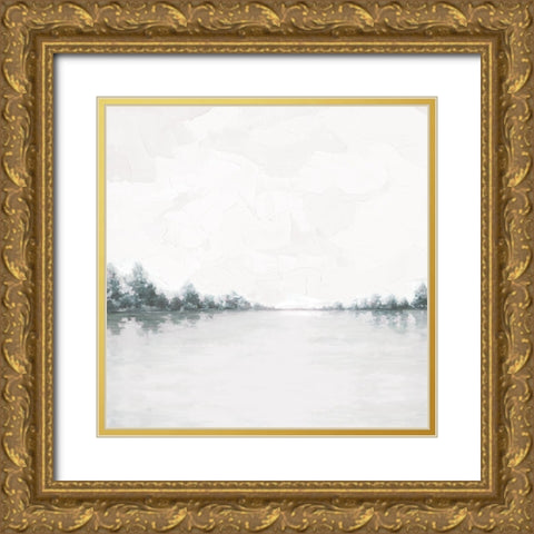 Calm Lake Gold Ornate Wood Framed Art Print with Double Matting by Cloverfield And Co.
